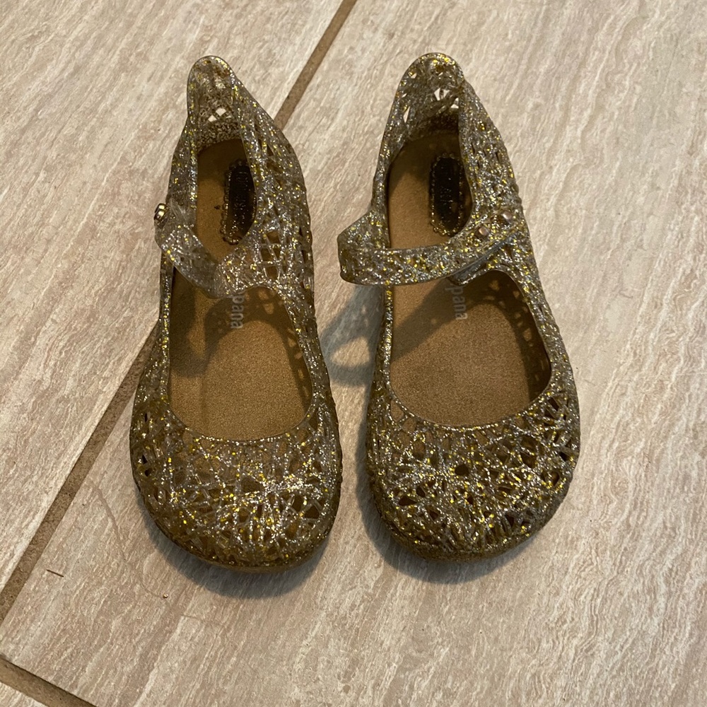 Mini Melissa gold and silver sparkly ballet flats